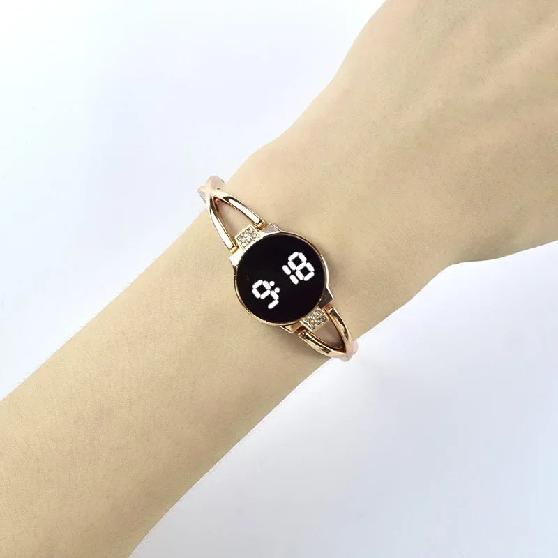 LED Fashion Watch for Women Bracelet Touch Screen Ladies Time Steel Band Electronic Student Ladies Simple Style Watches