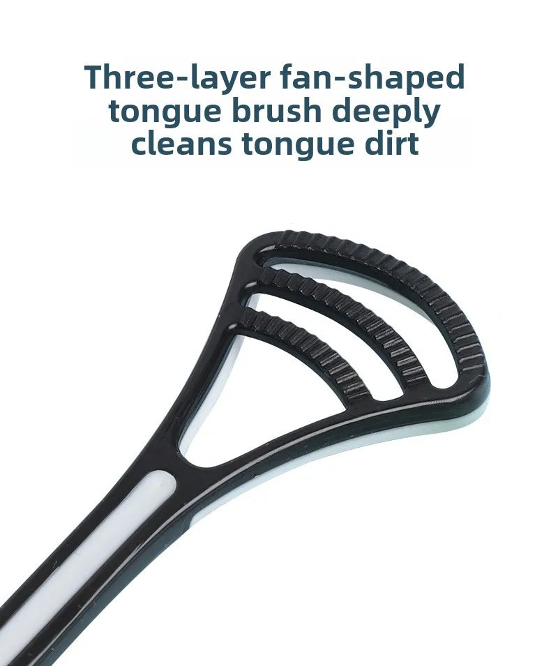 1PCS Silicone Tongue Scraper With Ergonomic Handle Double-sided Fresher Breath Tongue Cleaning Brush Oral Hygiene Tool Wholesale