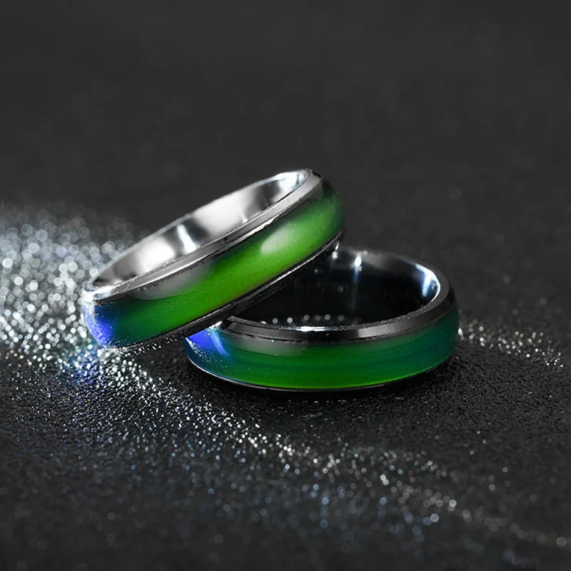 5 Colors Stainless Steel Changing Color Rings Mood Emotion Feeling Temperature Ring for Women Men Couples Ring Tone Jewelry Gift