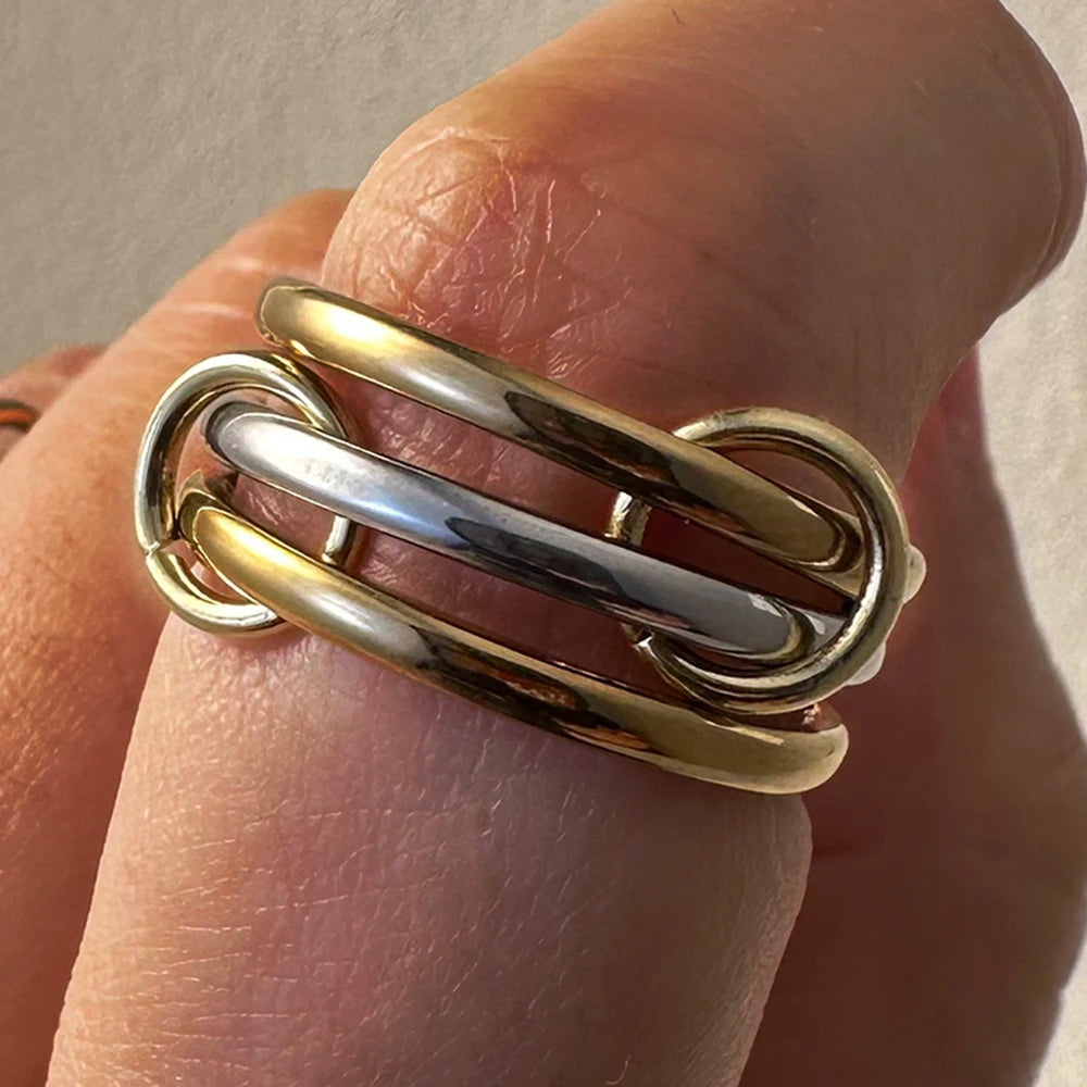 Simple Two-color Interlocked Stackable Rings For Women Minimalist Stainless Steel Three-pieces Spinelli Kilcollin Ring Jewelry
