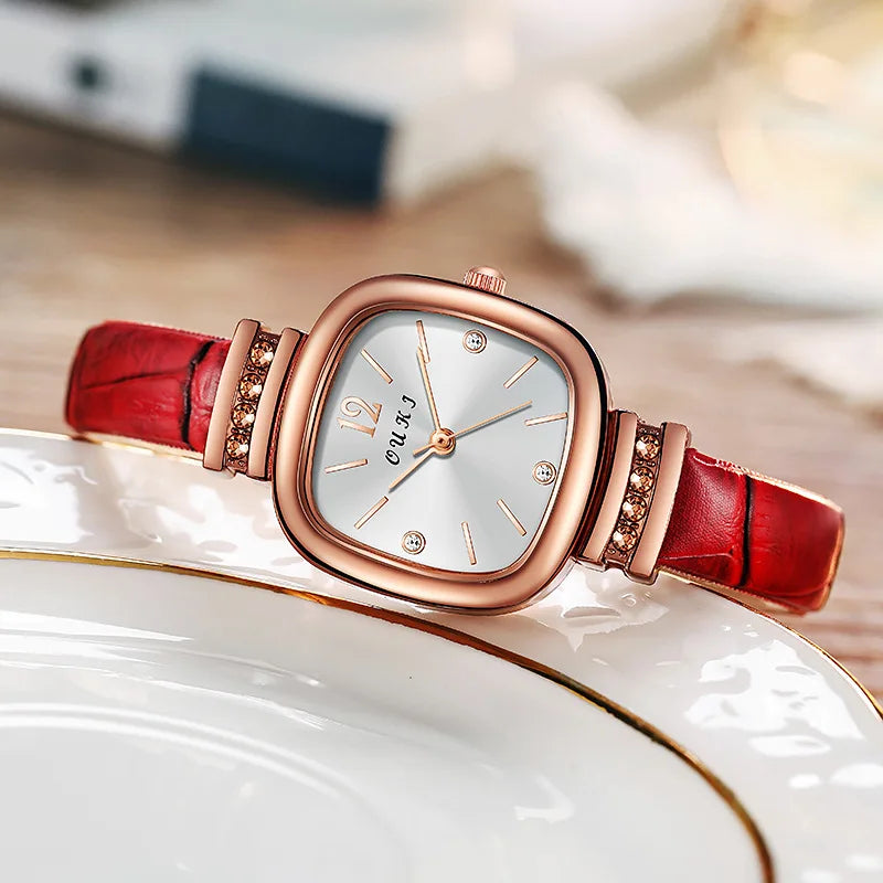 Small Square Watch with Rhinestones for Women Simple Casual Fashion Small Green Quartz Watch Ladies Wrist Watches Reloj Mujer