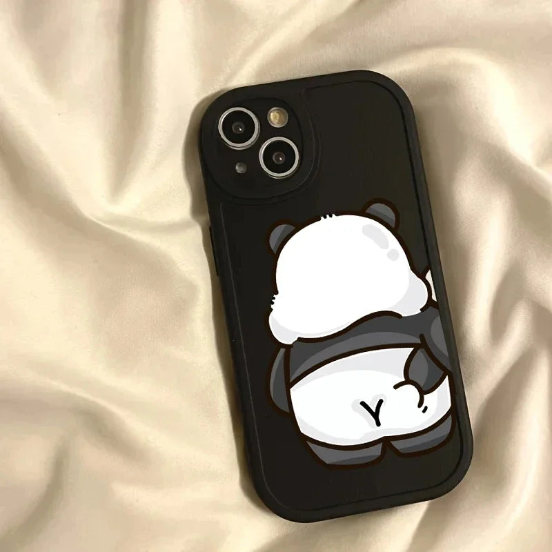 Funny Cartoon pinch butt bear rabbit Couple Phone Case for IPhone 14 13 12 15 11 Pro Max Mini 7 8 Plus SE X XR XS Max Soft Cover