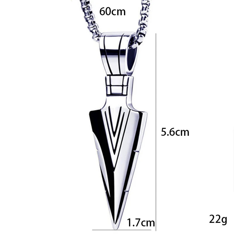 Arrow Pendant Necklace Hip Hop Style Stacktable Stainless Steel Chain Silver Color Simple Vintage Neck Jewelry For Men Women