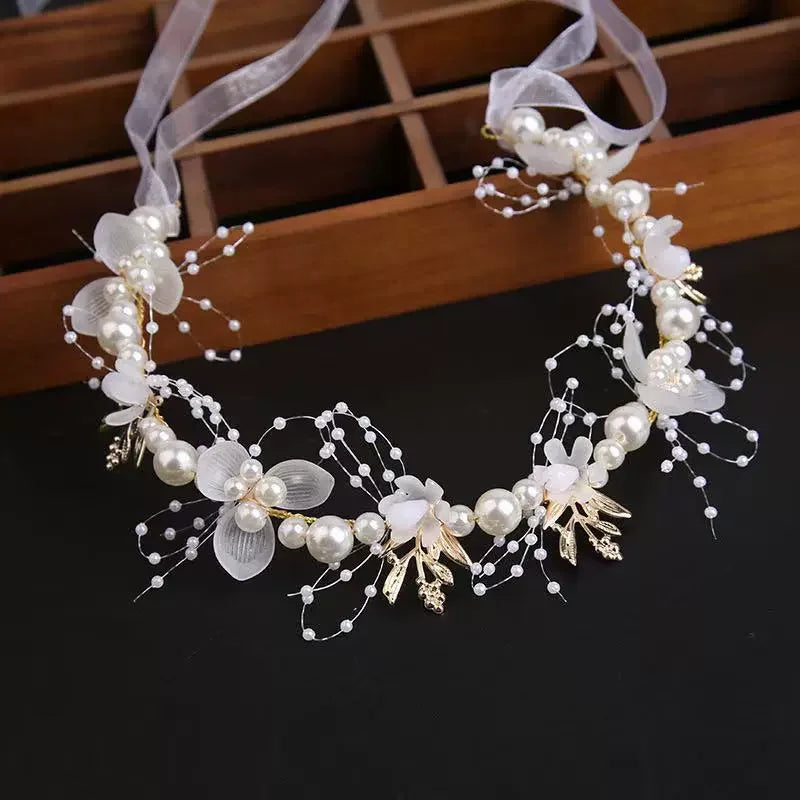 Elegant Girls Headband Imitated Pearl Hair Headdress Baby GirlsFlower Wreath Bride Garland Head Hoop Wedding Headbands Hair