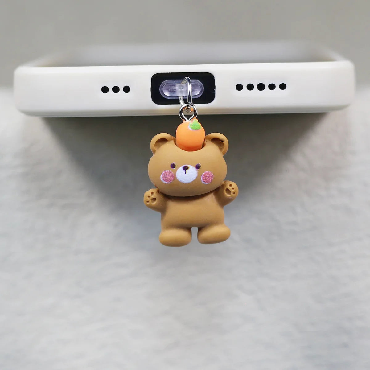 Love Frog Phone Dust Stopper Cute Bear Decorative Pendant DIY Pendant for iPhone/Xiaomi/Type-C Interface Phone Accessories