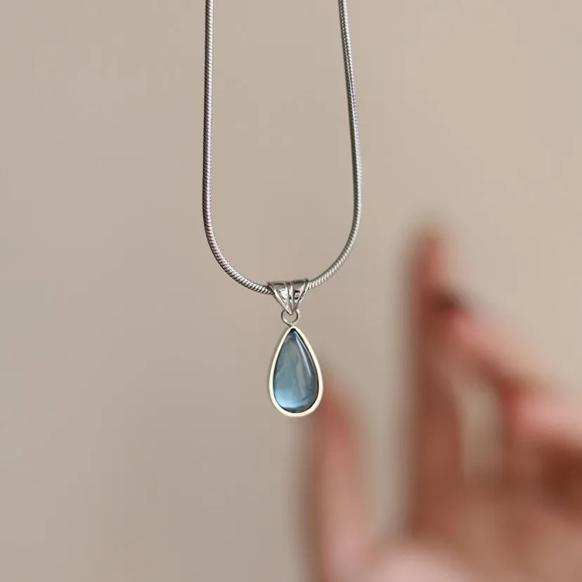 1/2PCS  Water Drops Necklace Small French Style Clavicle Chain Snake Bone Titanium Steel Retro Mermaid Tears Collarbone Chain