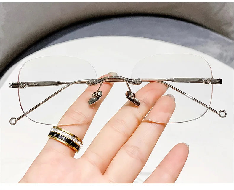 Unisex Fashion  Anti Blue Light Glasses Clear Glasses Computer Glasses YIBO Style Rimless Eyeglasses Plain Eyewear Face Decor