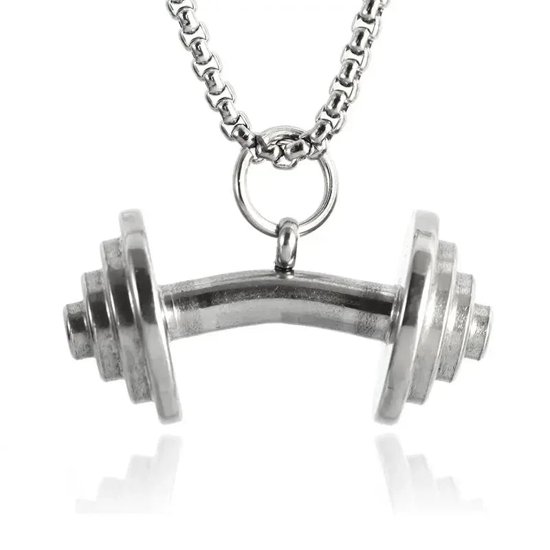 Men\\\\'s Fashion Classic Design Fitness Master Hand-Held Dumbbell Pendant Hip Hop Rapper Prom Party Necklace