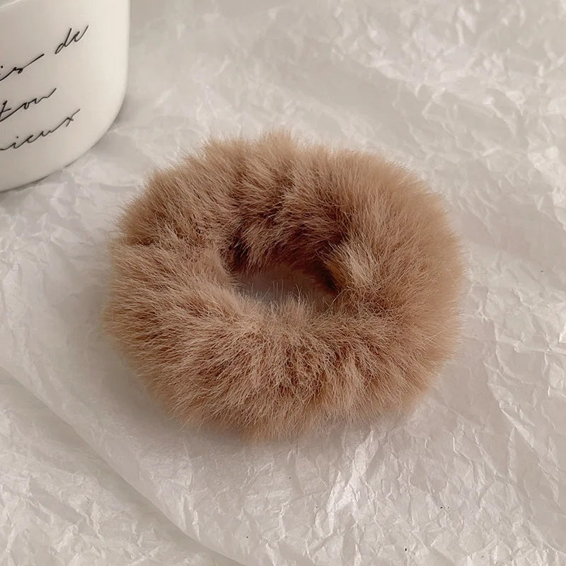 Autumn and Winter Plush Patch Bear Towel Ring Hair Tie Korean Style Hair Accessories Headband Thick High Elastic Hair Rope