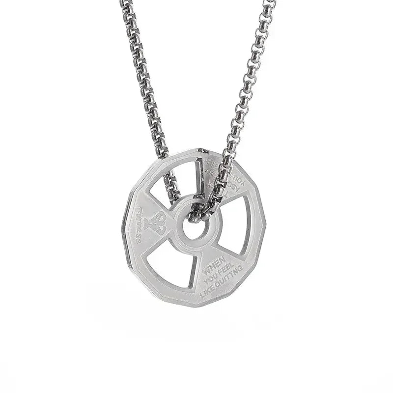 Men\\\\'s Fashion Classic Design Fitness Master Hand-Held Dumbbell Pendant Hip Hop Rapper Prom Party Necklace