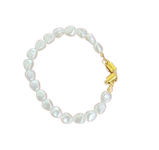 Elegant Irregular Simulated-pearl  Bracelet for Women's Magnetic Buttons Creative Design Bracelet Wedding Jewelry Accessories