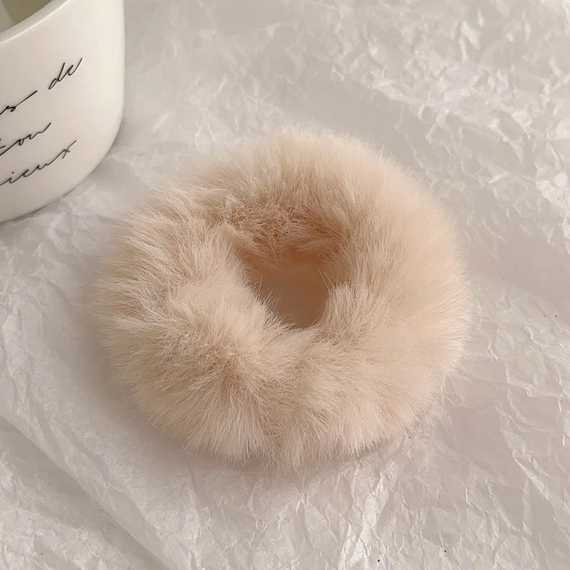 Autumn and Winter Plush Patch Bear Towel Ring Hair Tie Korean Style Hair Accessories Headband Thick High Elastic Hair Rope
