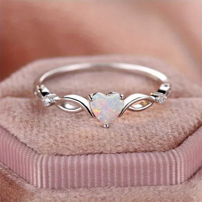 New Fashion Love Zircon Ring with Simple and Colorful Style Elegant Retro Women's Wedding Festival Party Accessories and Gifts