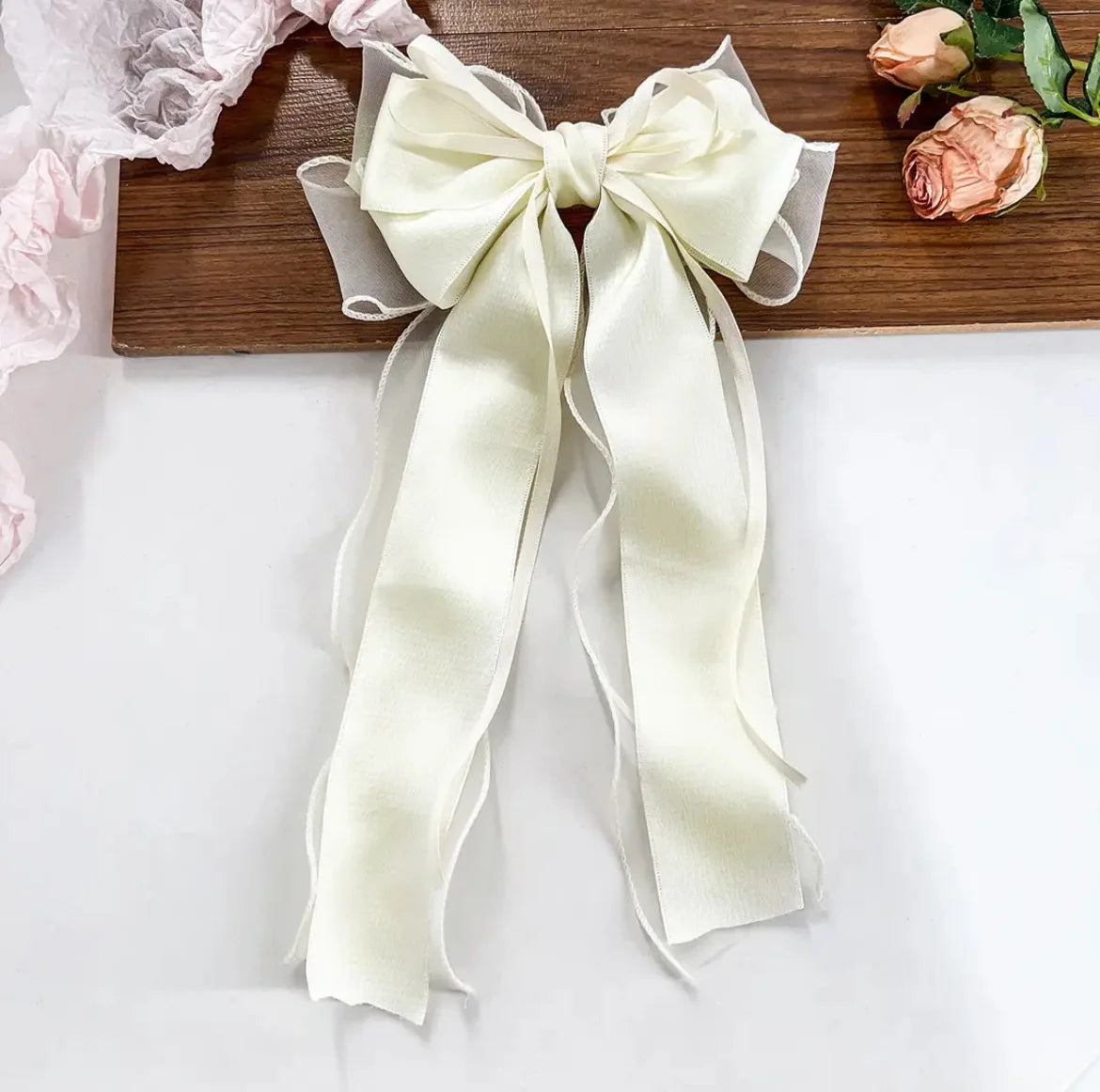 Chiffon Bow Hair Clips Girls Sweet Blue Shining Satin Bowknot Hair Clips Ribbon Bow Barrette Hairpin Grip Ponytail Clip 머리핀