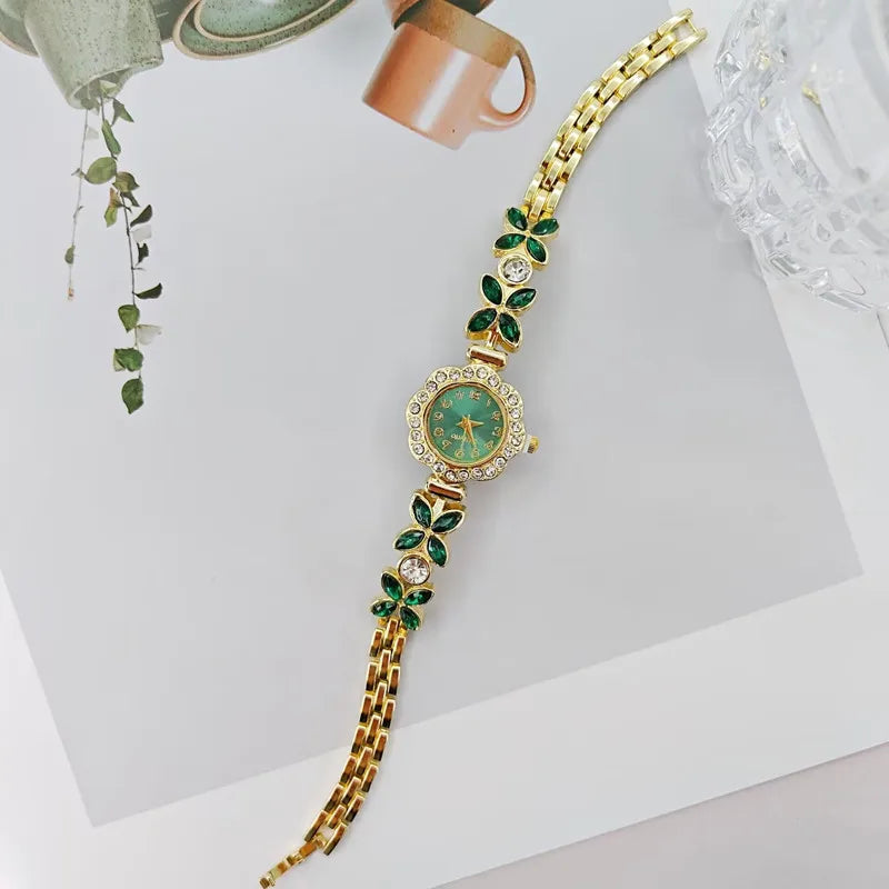 New Women Watch Wheat Ear Diamond Strap Quartz Watch Violet Petal Female Student Bracelet Wristwatch Relojes Para Mujer