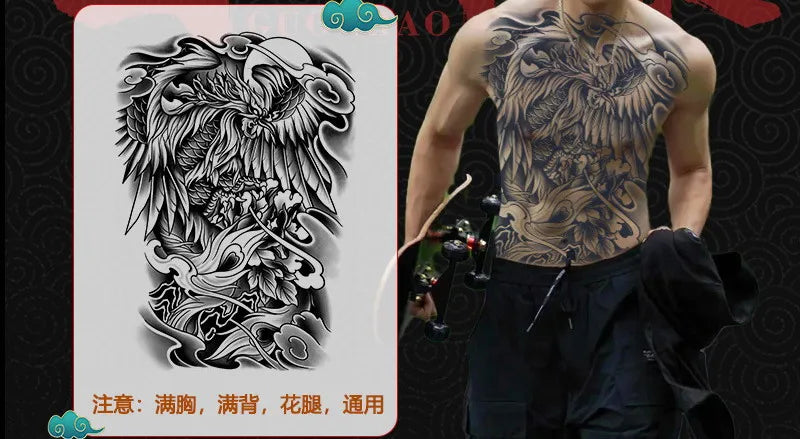 Angel Wings God Tattoo Stickers Realistic Juice Ink Semi Permanent Full Back Body Tattoo Temporary Lasting 2 Weeks Men Adult