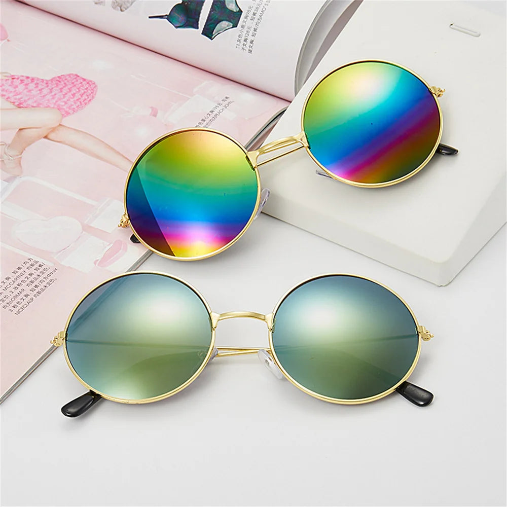 Retro Round Sunglasses For Men Women Metal Hippie Circle Eyeglasses Clear Lens Sun Glasses Goggles Wedding Photo Prop Eyewear