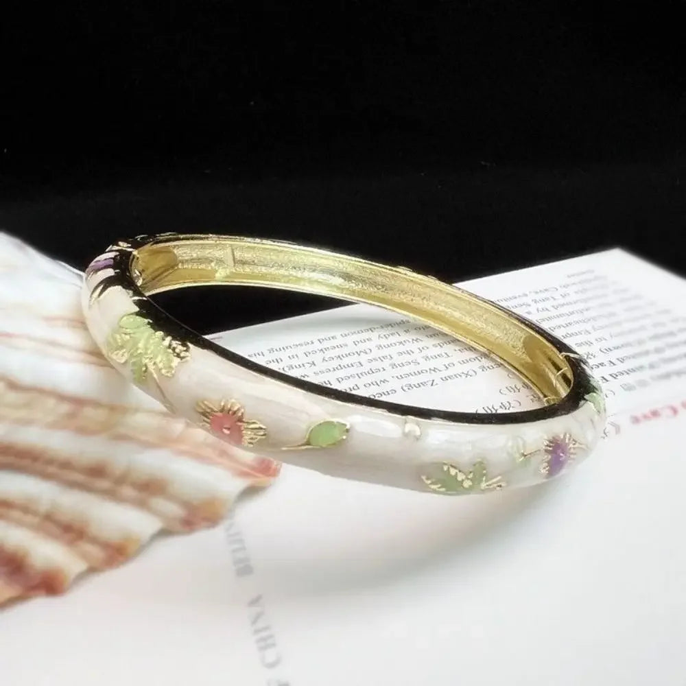 Chinese Women's Hand Bracelet Enamel Cloisonne Bracelet Fine Small Flower Ethnic Style Jewelry Gifts for Women Girl