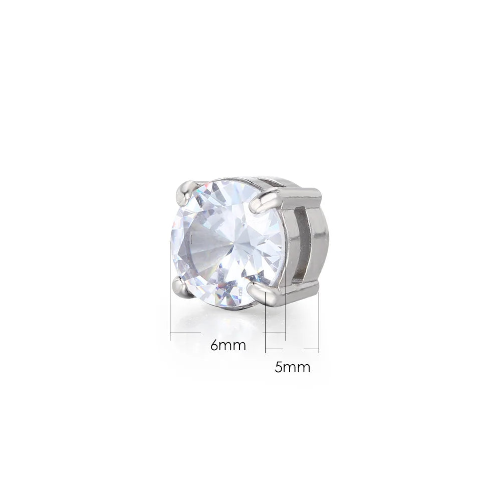 Fake Ice Out Earrings For Men Women Strong Magnet Magnetic Stainless Steel Non Piercing Hip Hop Rock Fashion Jewelry Accessories