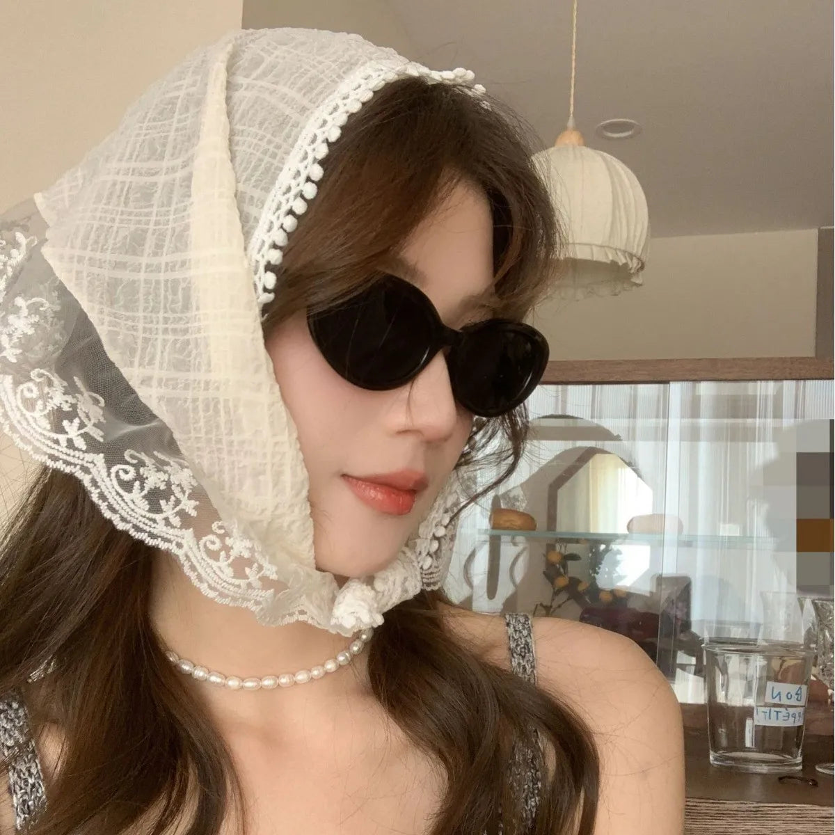 Lace Triangular Hair Scarf Headband Square Headscarf Hairband Turban Bandage Bandana Headband Women Headwarp Hair Accessories