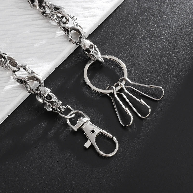 Slim Heavy Waist Chain Men Skull Keychain Wallet Chain Gothic Biker Fashion Accessories