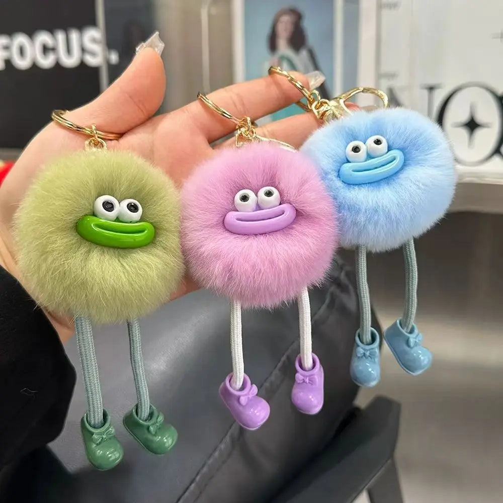 Cute Big Eyes Plush Toys Keychain Cartoon Briquettes Keychain Briquettes Car Keychain Pendant Korean Plush School Bag Pendant