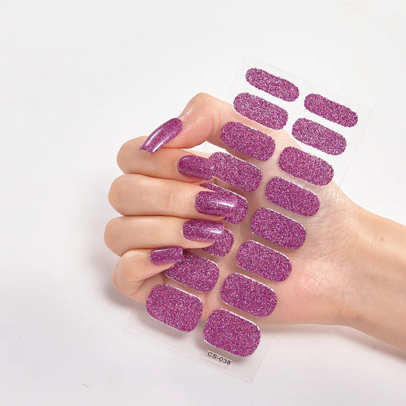 Baking Free Nail Stickers Wholesale Gradient glitter Nail Stickers Simple Waterproof Nail Sticker Full Color Solid Color Sticker