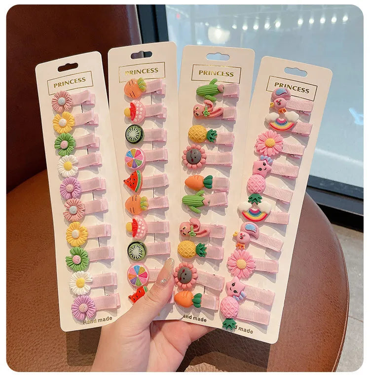 10 PCS Children Hairpin Fruit Hair Clips Baby Side Bangs Clip for Kawaii Girls Headdress Hair Accessories Baby Bows 2023 New