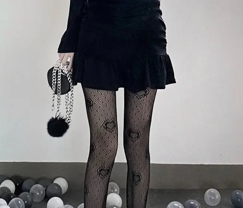Lolita Girls Cute Pentacle Print Tights Women Sexy Gothic Punk Magical Five-Pointed Star Mesh Fish Net Pantyhose Body Stockings