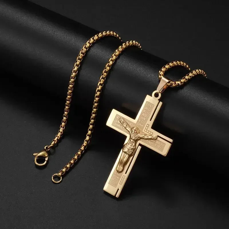 Christian Iced Out Bling Jesus Head Portrait Necklace Pendant Male and Female Cross Catholic Amulet Jewelry