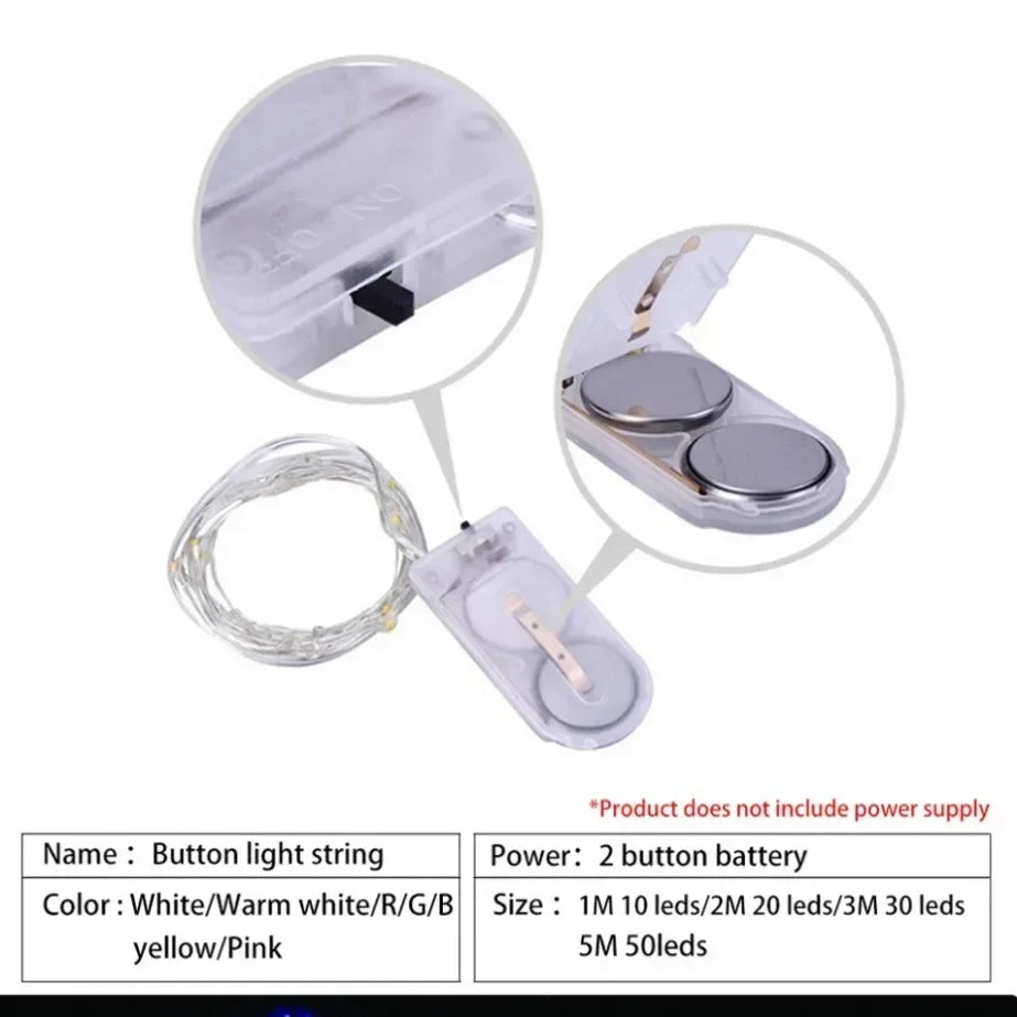 5M Waterproof LED String Lights Copper Wire Fairy Lights Battery Operated DIY Wedding Party Christmas Decoration Lights String