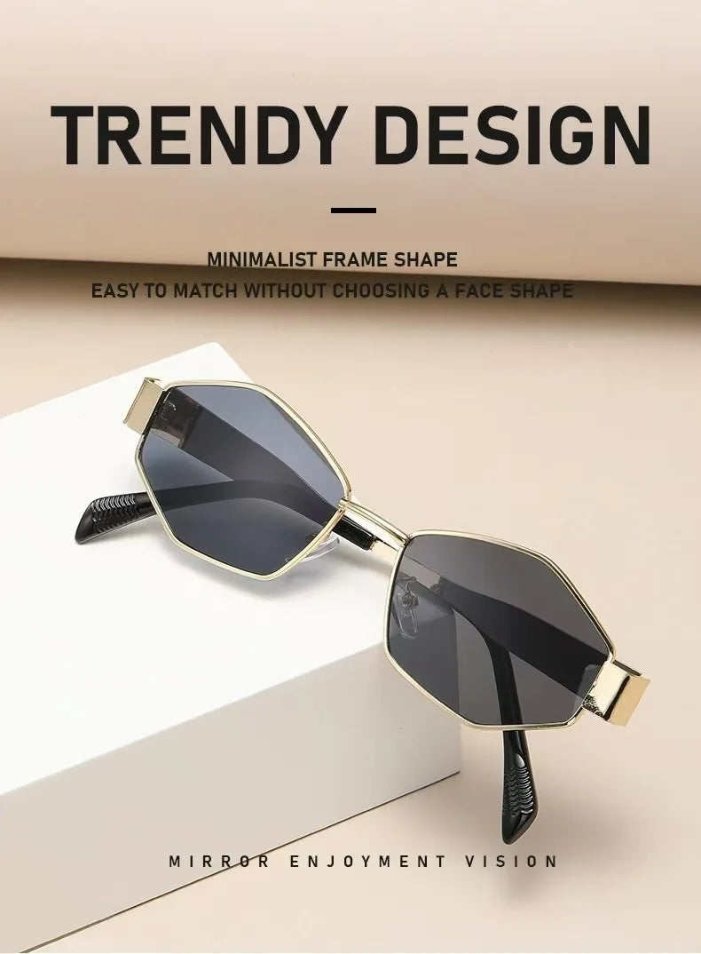 Fashion Hexagon Sunglasses Women 2025 Luxury Brand Design Unique Polygon Sun Glasses Men Vintage Small Frame Eyewear Shades