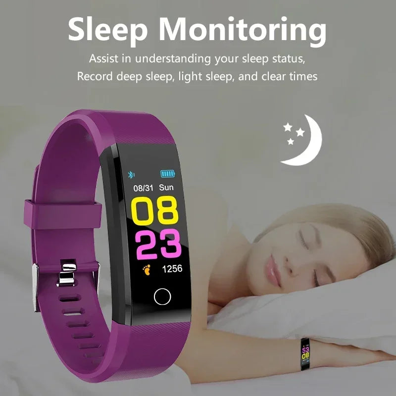 Smart Watch 115Plus Bracelet Heart Rate Blood Pressure Band Fitness Tracker Smartwatch Bluetooth Wristband