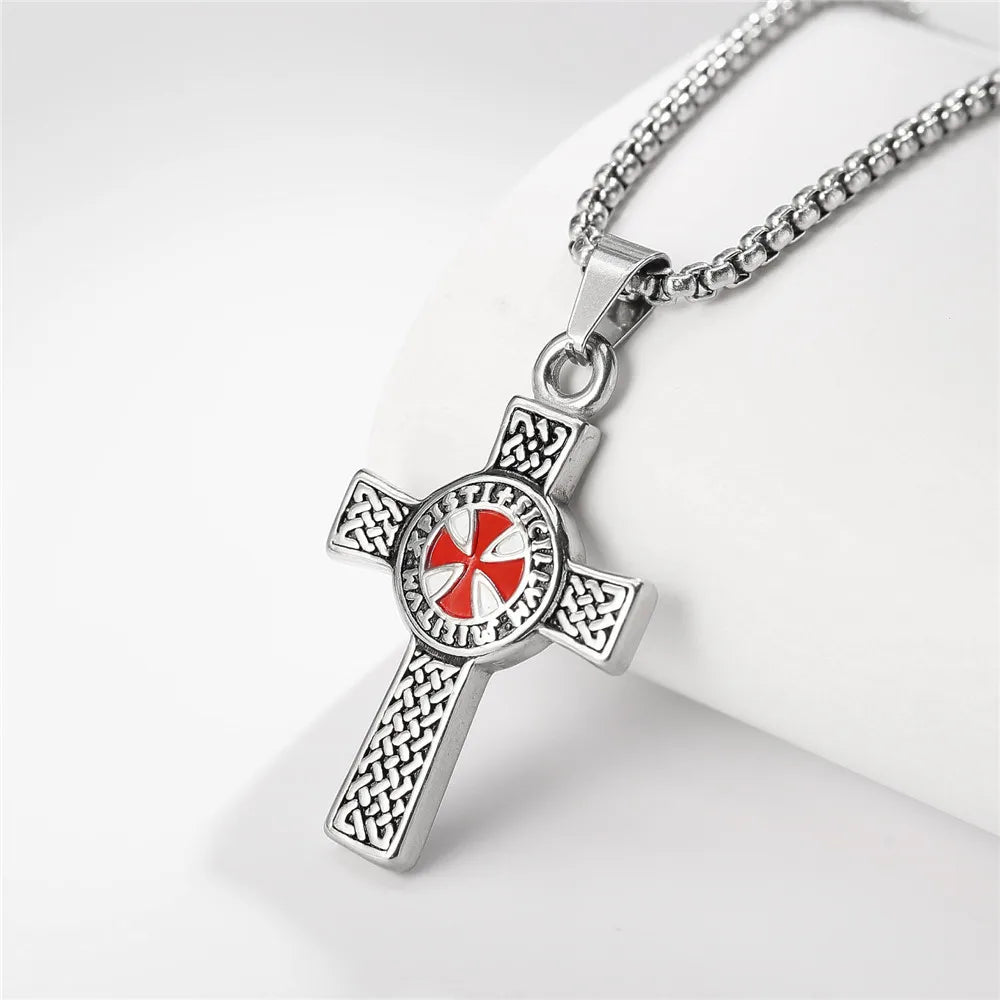 Vintage Catholic Cross Pendant Necklace Men Women Christian Believers Prayer Amulet Jewelry
