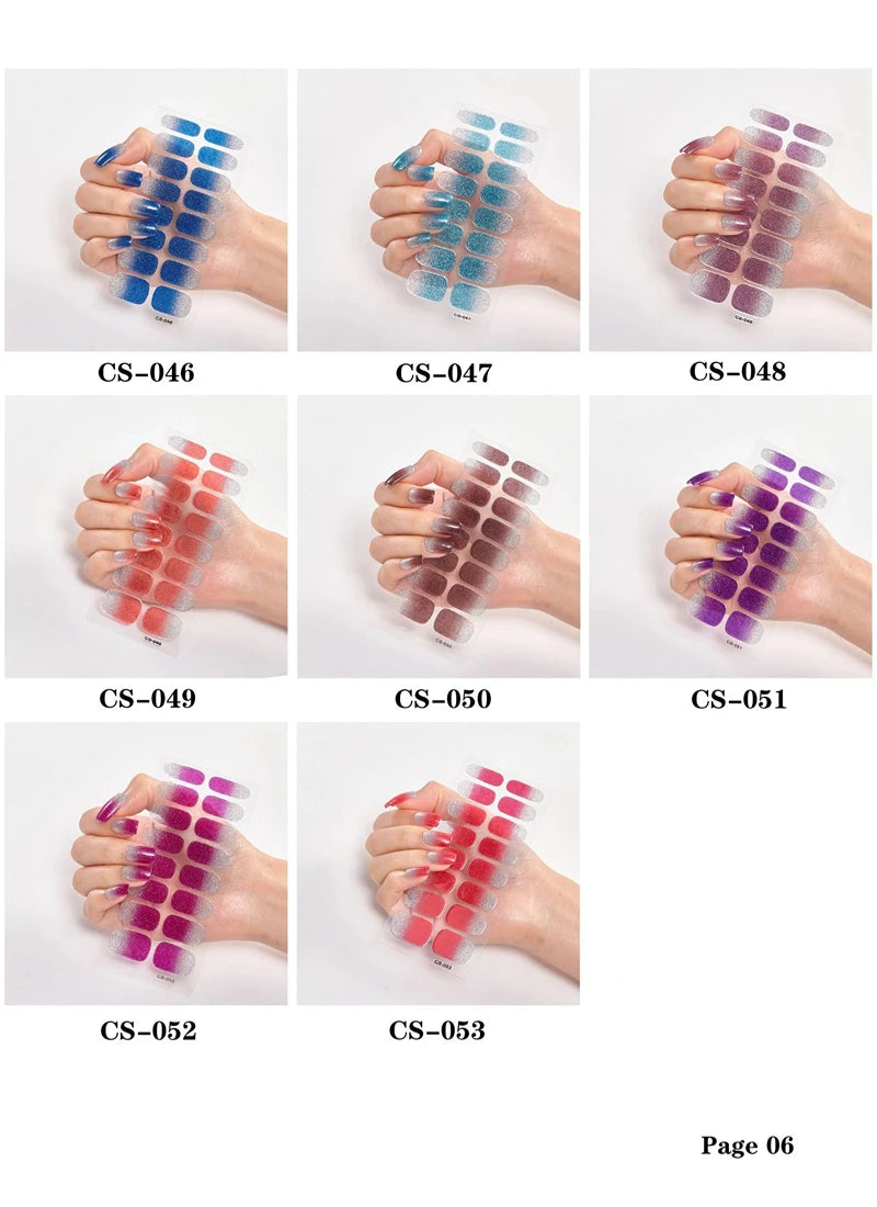 Baking Free Nail Stickers Wholesale Gradient glitter Nail Stickers Simple Waterproof Nail Sticker Full Color Solid Color Sticker