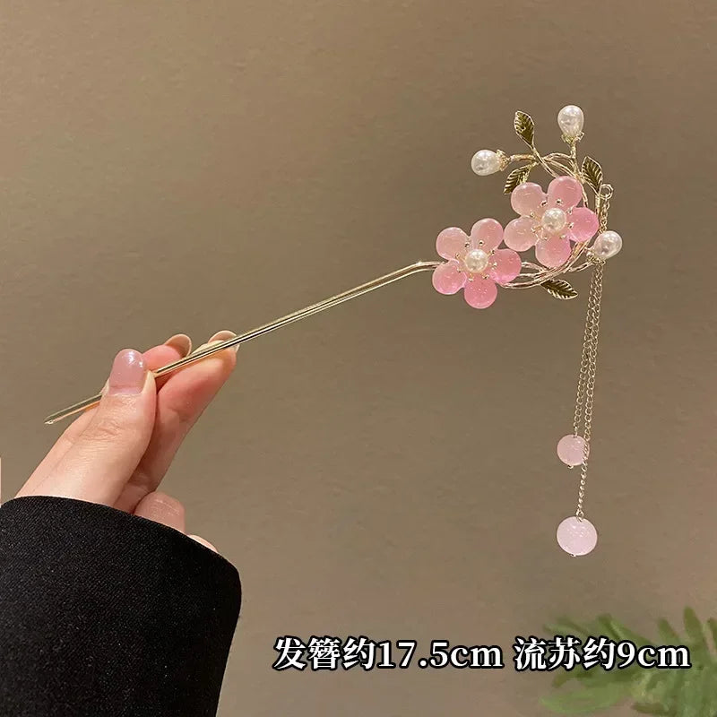 Classic Chinese Hair Stick Pins for Women Butterfly Flower Star Fresh Handmade Hairpins Charm Jewelry Accessories Hair Ornaments