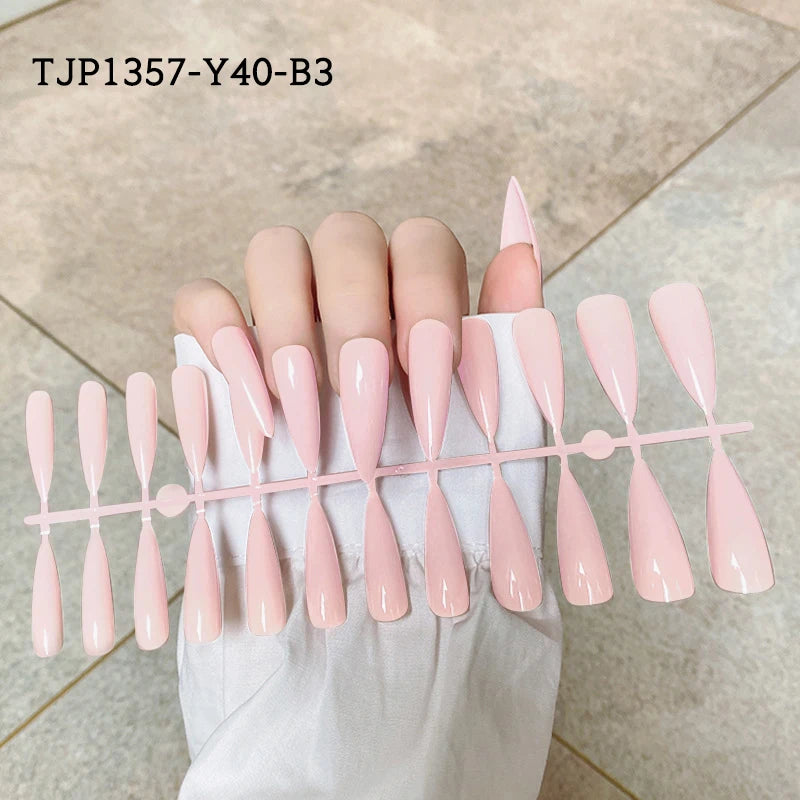 24Pcs/Set White French Press on Fake Nails Full Cover Artificial Wearable Nail Beauty Tips Naked French White False Nails Art