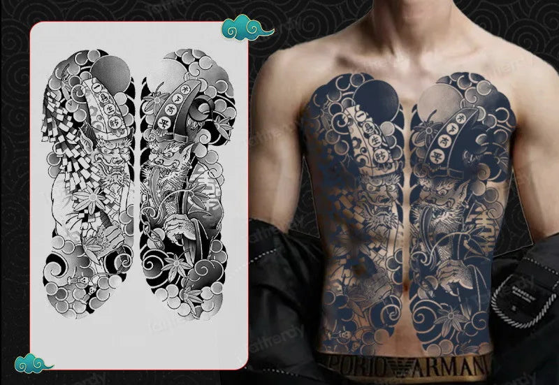 Angel Wings God Tattoo Stickers Realistic Juice Ink Semi Permanent Full Back Body Tattoo Temporary Lasting 2 Weeks Men Adult