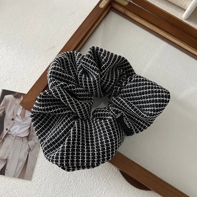 Vintage Fashion Women New Plaid Elastic Hair Bands Elegant Designers Girl Hair Tie Ponytail Hair Accessories