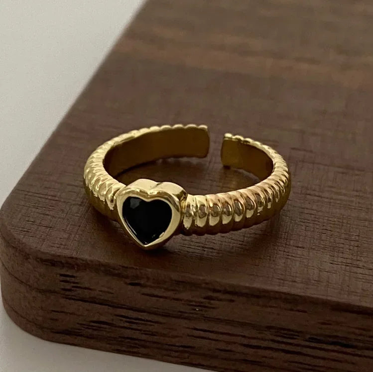 Silver Colorful Zircon Heart Rings for Women Cute Fine Jewelry Minimalist Adjustable Accessories Gift