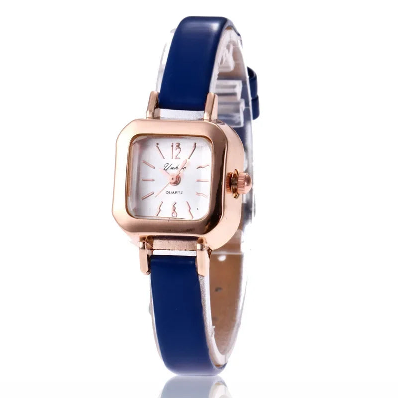 Simple Classic Women Small Square Dial Watch Vintage Elegant Female Quartz Wristwatches Leather Strap Casual Watches Reloj Mujer