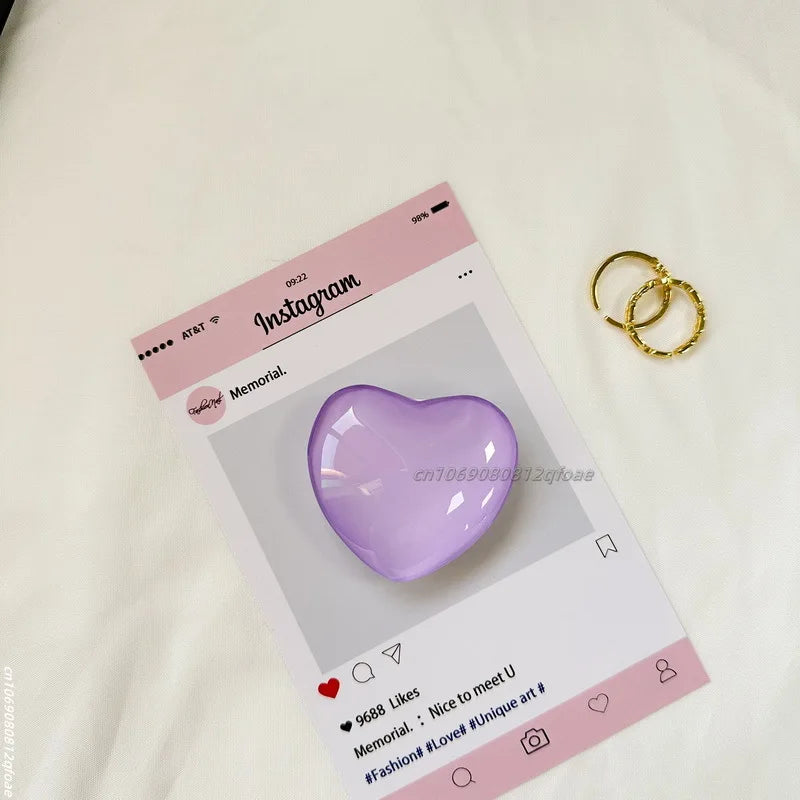 Heart Shape 3D Crystal Foldable Finger Ring Griptok Phone Holder for IPhone Samsung Support Socket Pocket Grip Tok Stand Bracket