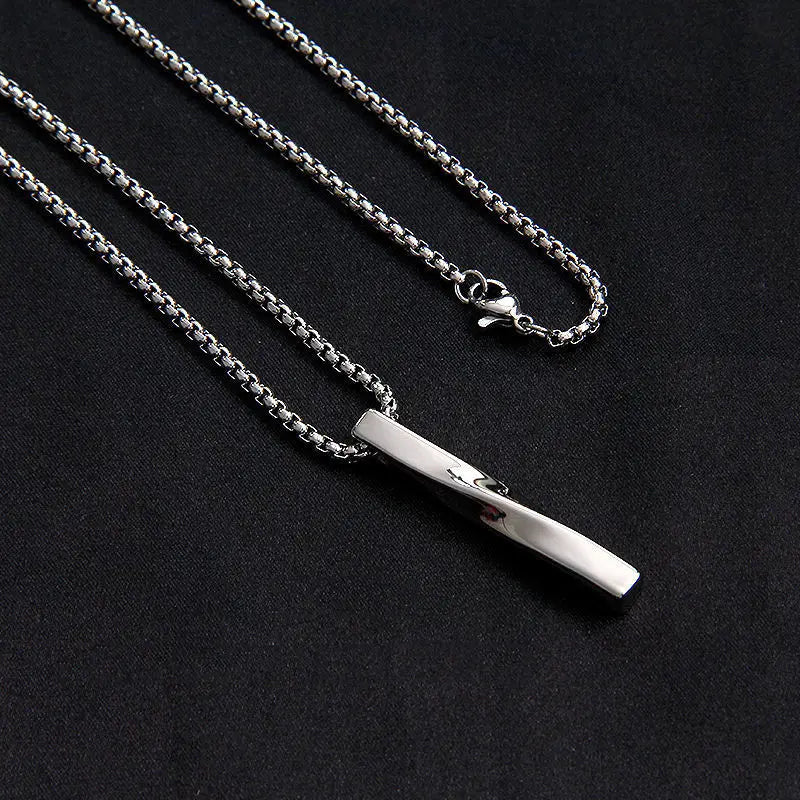 men's Necklace Spiral Pendant INS Trendy Minimalist Personality Silver Color Stainless Steel Chain hip-hop Jewelry Party Gifts