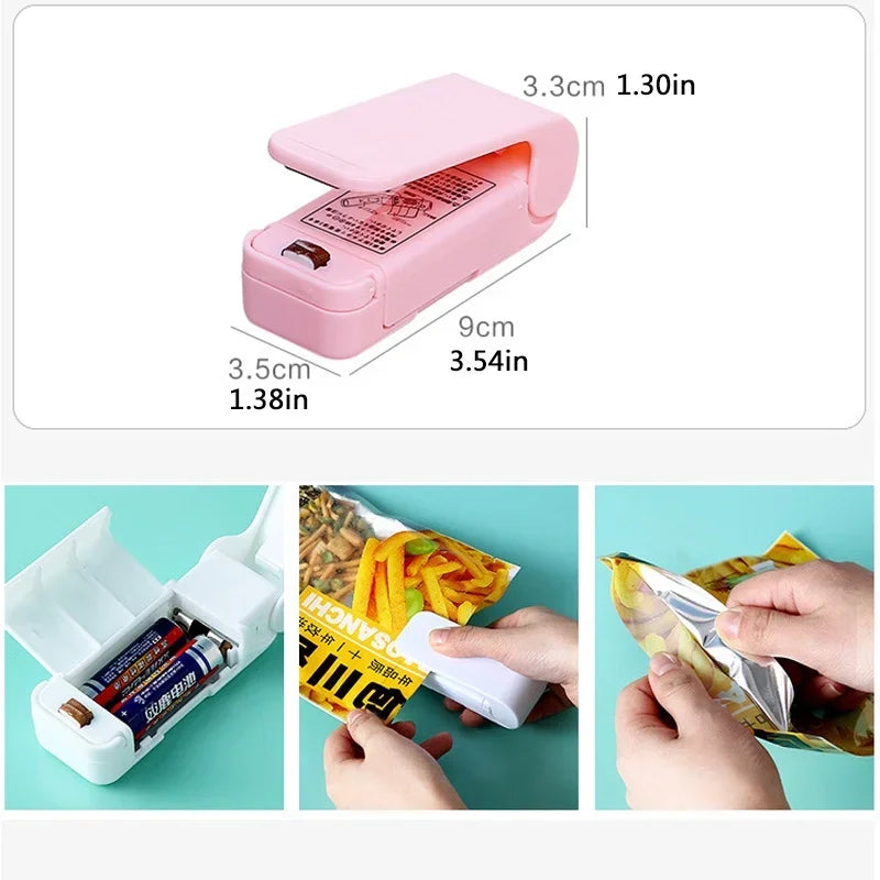 Portable Bag Heat Sealer Plastic Package Storage Bag Clip Mini Sealing Machine Handy Sticker Seal for Food Snack Kitchen Gadgets