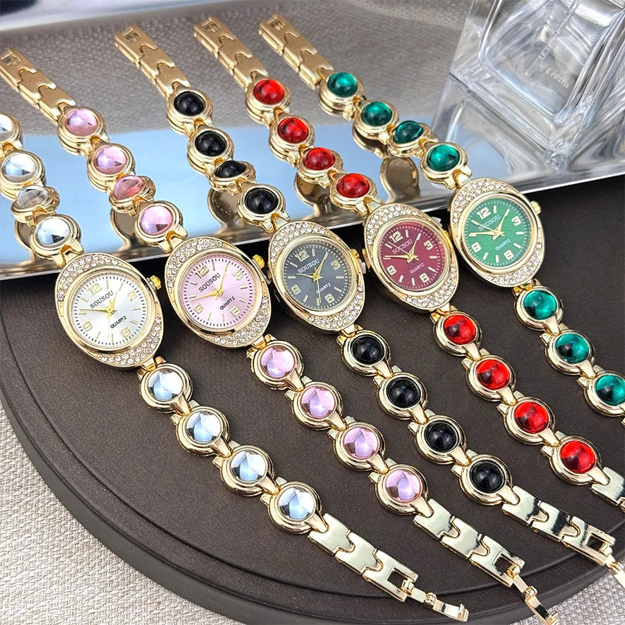 Luxury Bracelet Women Watches New Ladies Yuanbao Shaped Rhinestone Inlaid Women's Quartz Wristwatch Fashion Watches Dropshipping