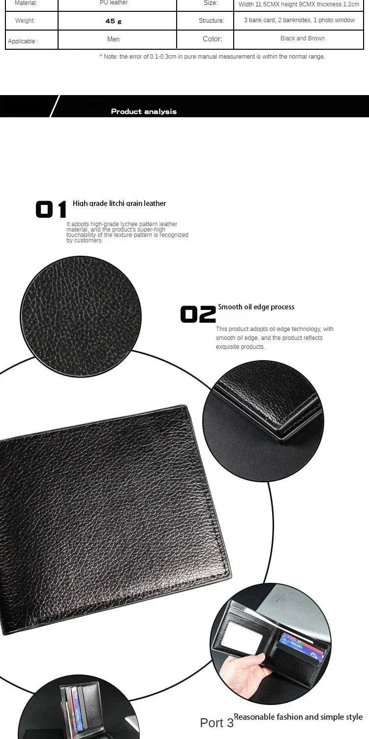 Men's Wallets Premium Product  for Man Short Black Walet Portefeuille Homme  Purse  Clutch Purse  Card Holder  Photo Holder