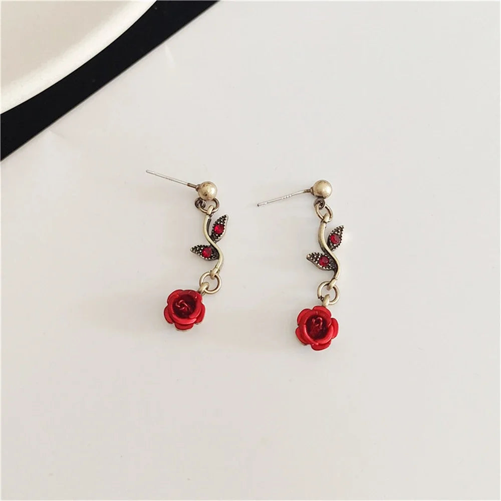 Luxurious Design Rose Flower Necklace Bracelet Earrings Set Elegant Women's Party Jewelry Accessories Valentine's Day Love Gifts