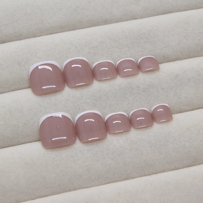 Simple French Press on Nails Fake Nails Tips with Sticker False Toenail Design Butterfly Lovely Girl False Toenail