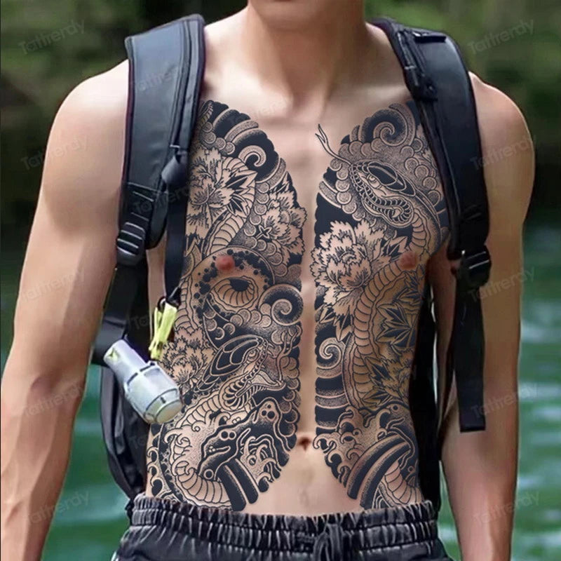 Angel Wings God Tattoo Stickers Realistic Juice Ink Semi Permanent Full Back Body Tattoo Temporary Lasting 2 Weeks Men Adult
