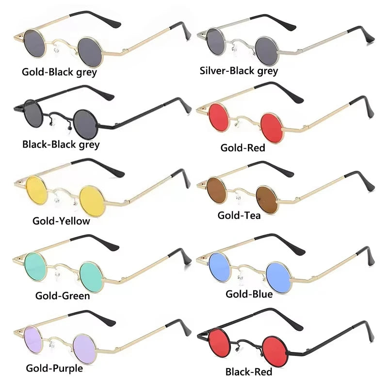 Classic Small Round Sunglasses Man Sunglasses Vintage Rock Punk Black Metal Steampunk Sun Glasses Women Mini Hip Hop Sunglasses